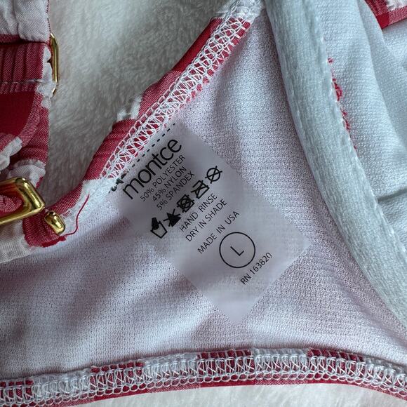 Montce Red Gingham Bustier Bikini Top Size Large NWOT $152 Pinup Retro Bra Crop - Picture 11 of 16